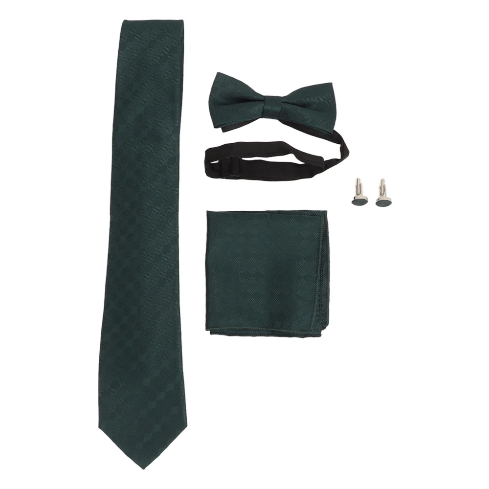 Necktie Bow Tie Set Men Gift Box with Cufflink Handkerchief for Formal Business Dress 8cm Width 12637‑WB277