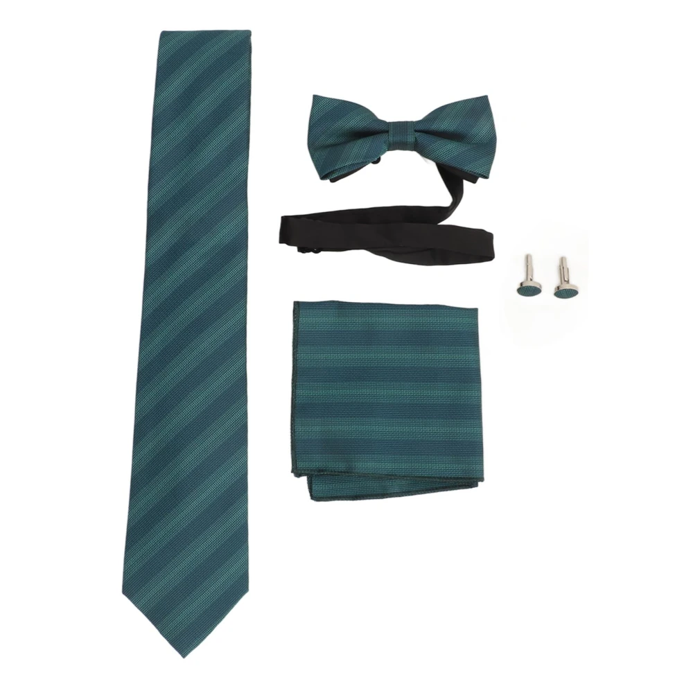 Necktie Bow Tie Set Men Gift Box with Cufflink Handkerchief for Formal Business Dress 8cm Width 12637‑WB279