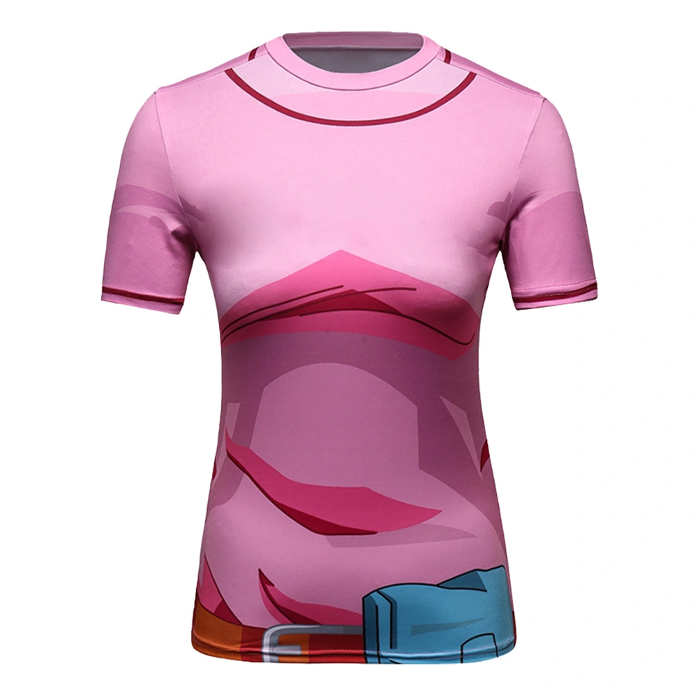 Women T Shirt Short Sleeve Round Collar Quick Dry Light Breathable for Sports Yoga Running Fitness Pink L