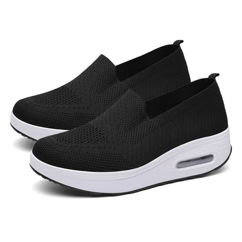 Women Slip On Shoes Comfortable Simple Pure Color Platform Sneaker for School Work Casual Daily Black 37