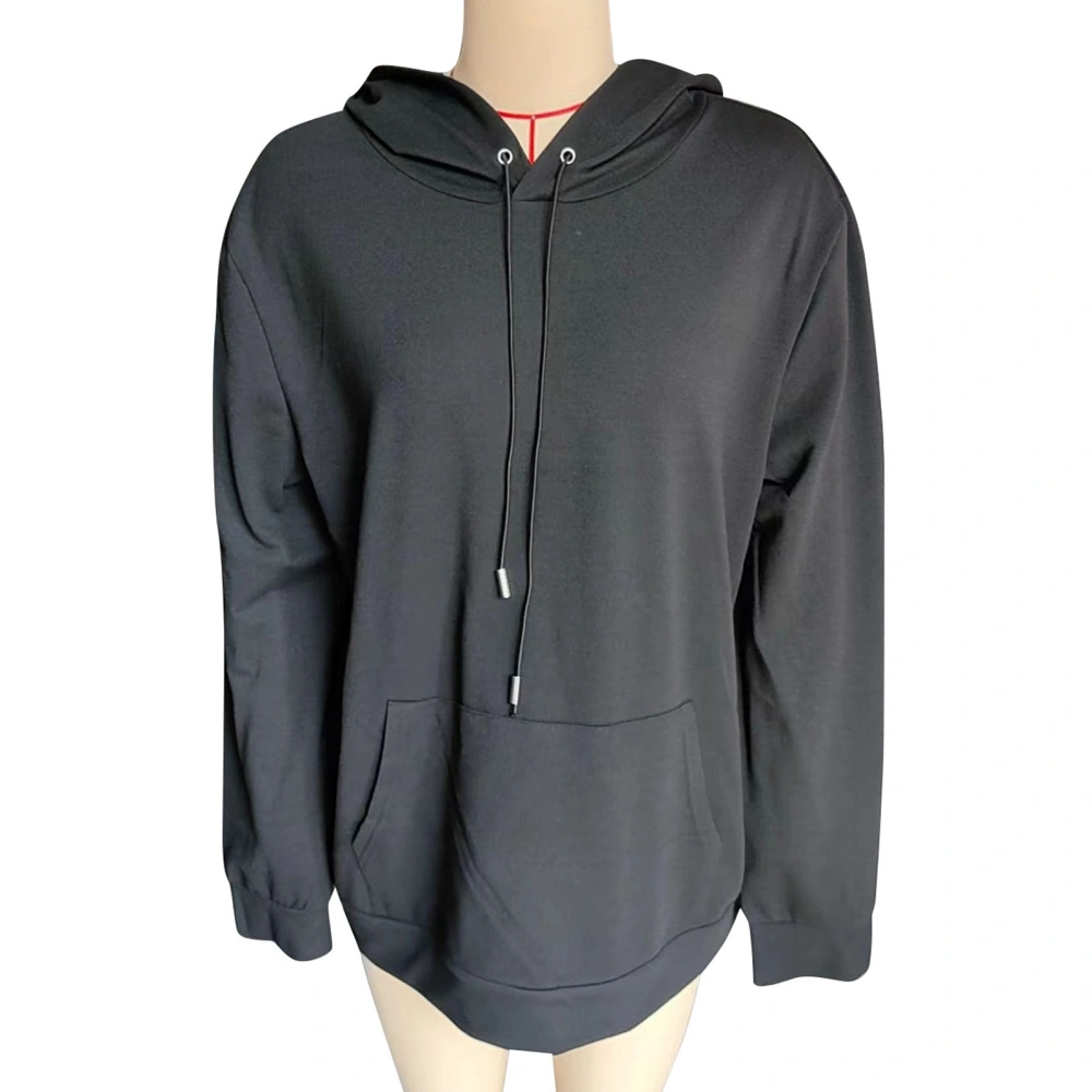 Long Sleeve Hooded Sweatshirt for Men Stylish Pocket Casual Trendy Men Hooded Pullover Sweatshirt Black 2XL