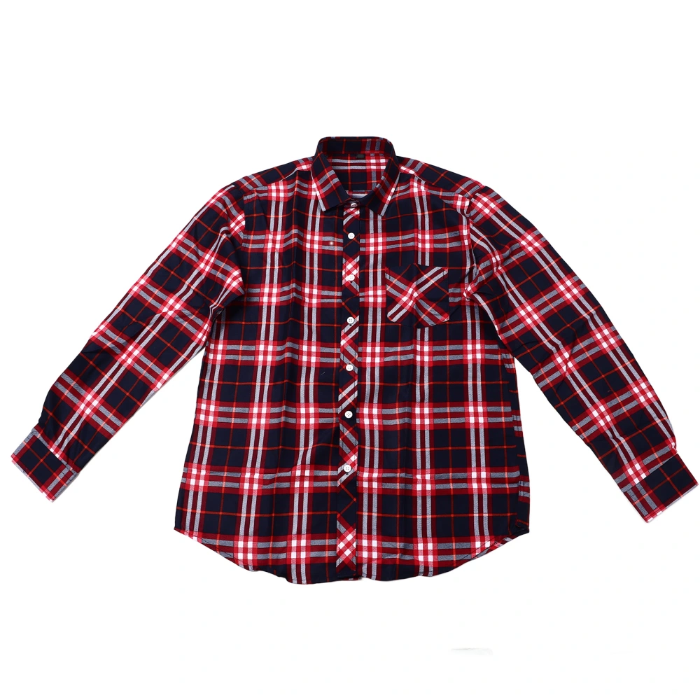 Men Plaid Shirt Slim Fit Long Sleeve Lightweight Jacket Casual Shirts for Daily Life Work Red Grid 2XL