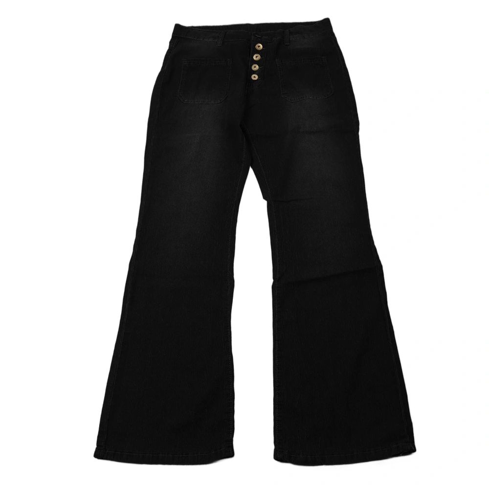 Women Skinny Pants High Waisted Slim Fit Button Pocket Soft Comfortable All Match Skinny Pants Black M