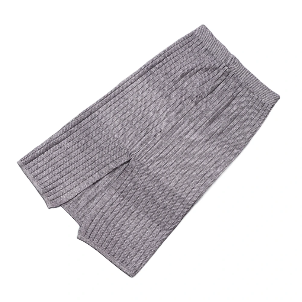 Women Hip Wrap Skirt High Waist High Elasticity Slim Fit Hem Split Knitted Midi Skirt Grey Grey