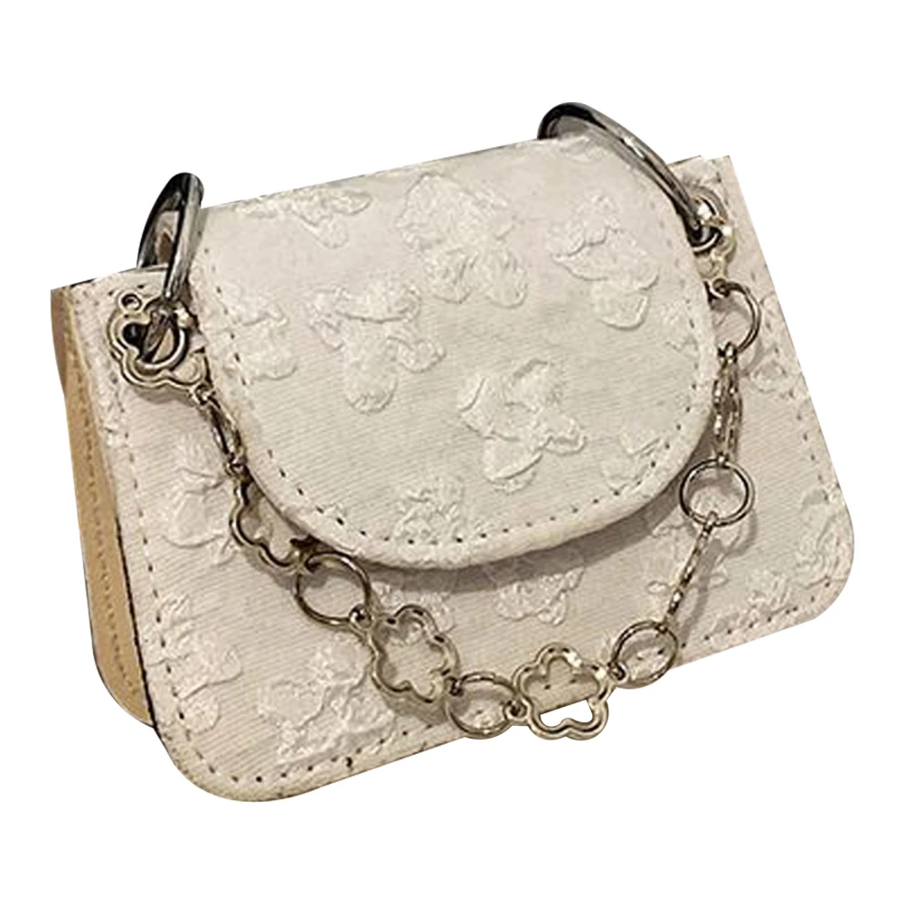 Summer Mini Chain Bag Trendy Fashion Single Shoulder Bag Portable Coin Purse Lipstick Earphone Organizer for Women White Free Size