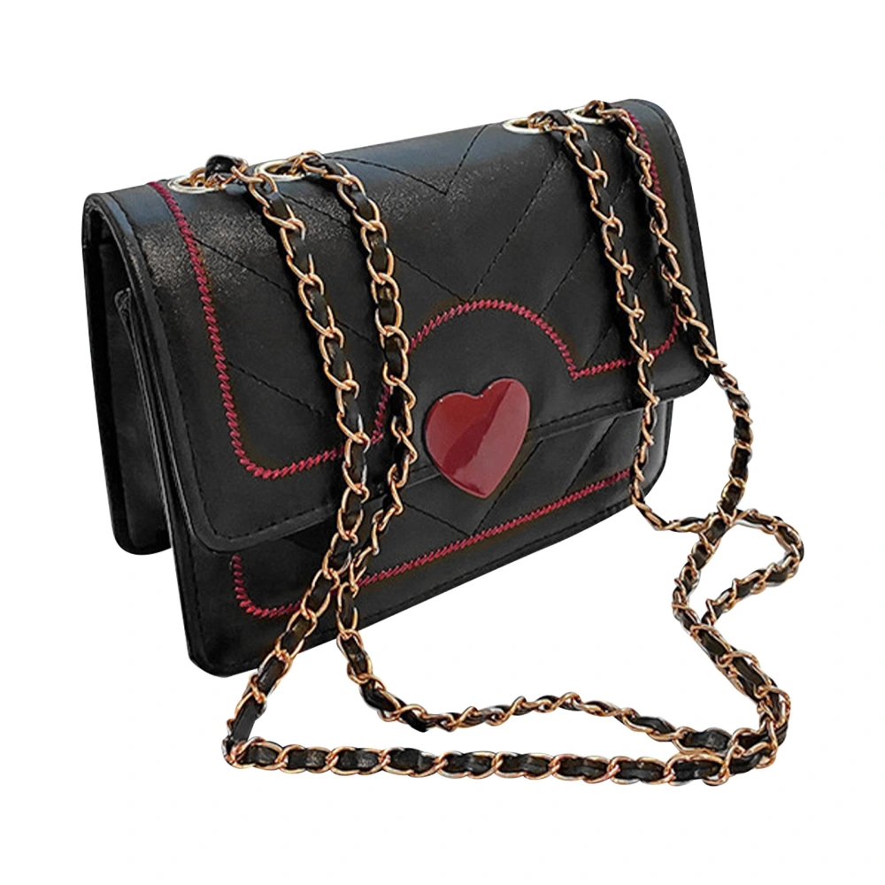 Shoulder Bag Fashionable Exquisite Chain Fine Stitching Underarm Bag for Party Shopping Travel Black Small