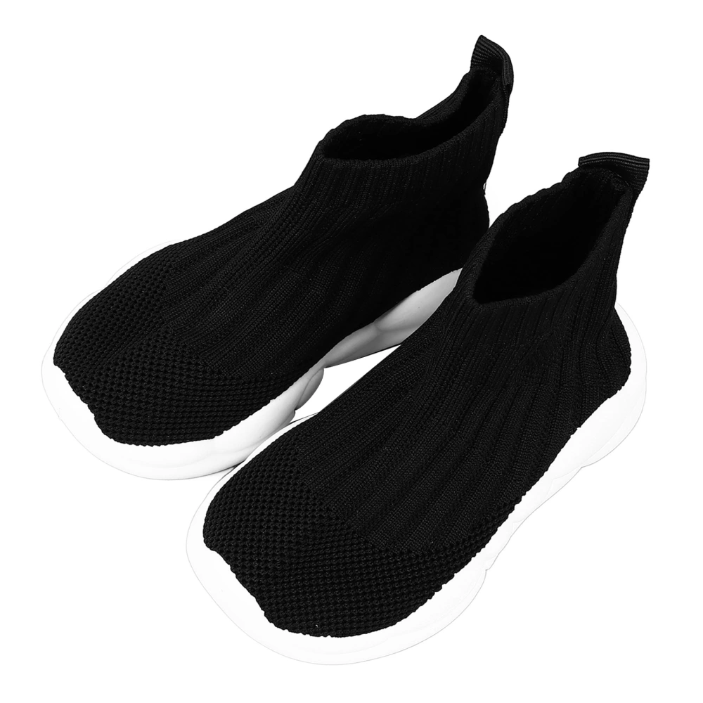 Baby Knit Sock Shoes Toddler Casual Soft Breathable Walking Shoes High Top Sneakers Black 22 Inner Length 14cm