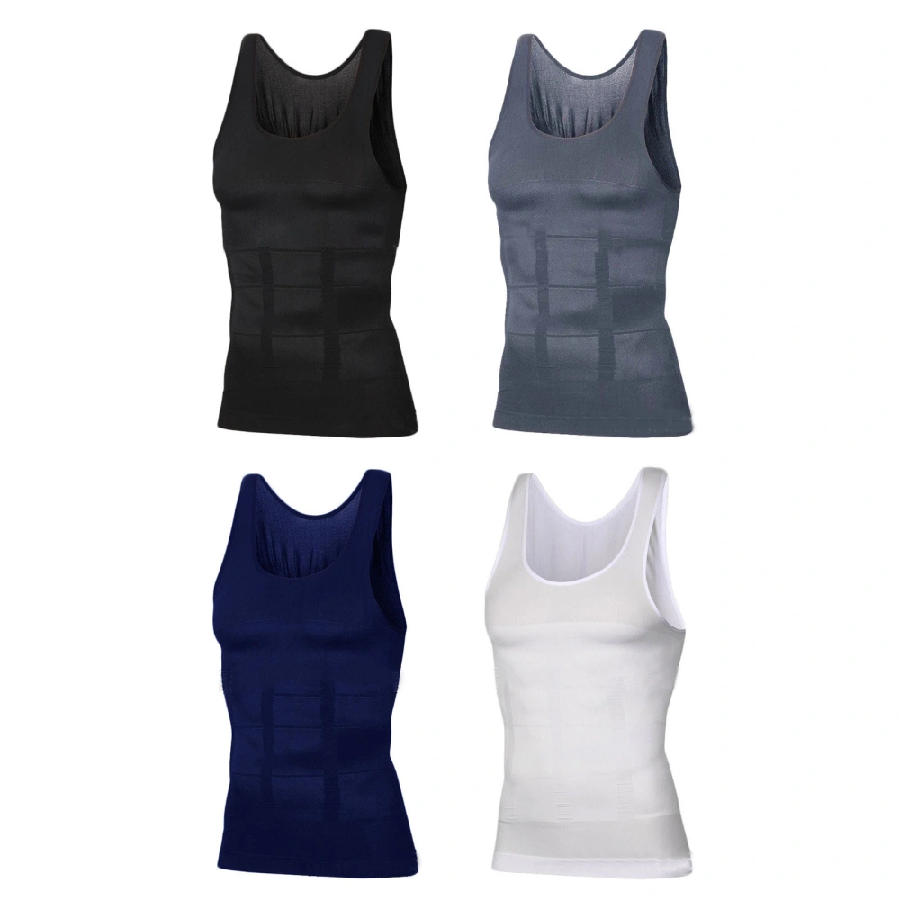 4pcs Men Slimming Vest Body Shaper Waist Trainer Innerwear Abdomen Undershirts Workout Top L 4 Colors