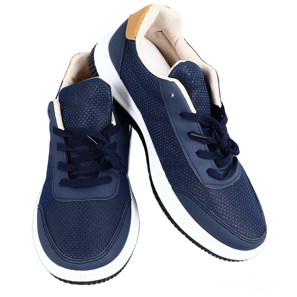 Male Running Shoes Strap Decoration Breathable Hollow Mesh Sports Shoes for Spring Summer Dark Blue 42