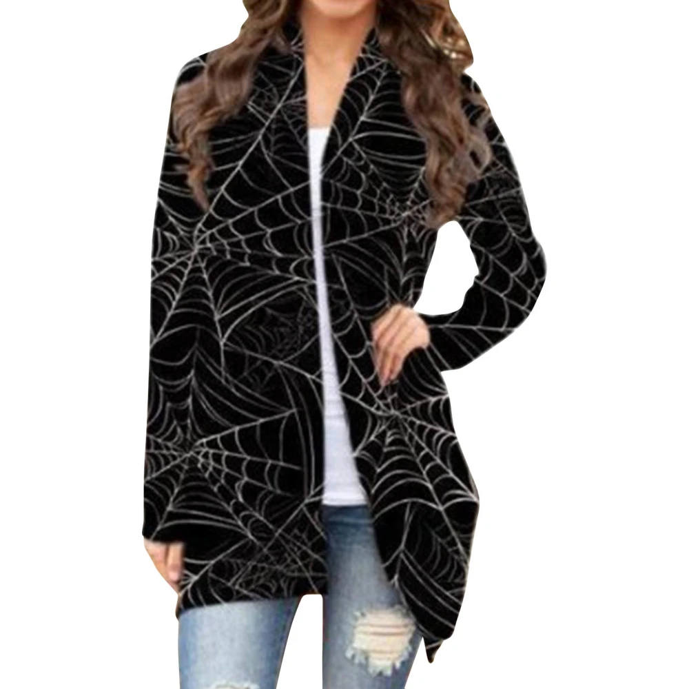 Halloween Open Front Shirt Long Sleeve Loose Fit Printed Dressy Halloween Outerwear Type 5 M