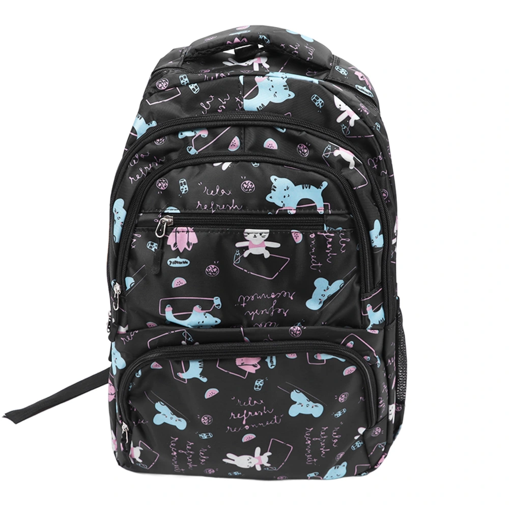 Children Backpack Fashionable Black Small Animal Print Children Bookbag Schoolbag Black Small Animal