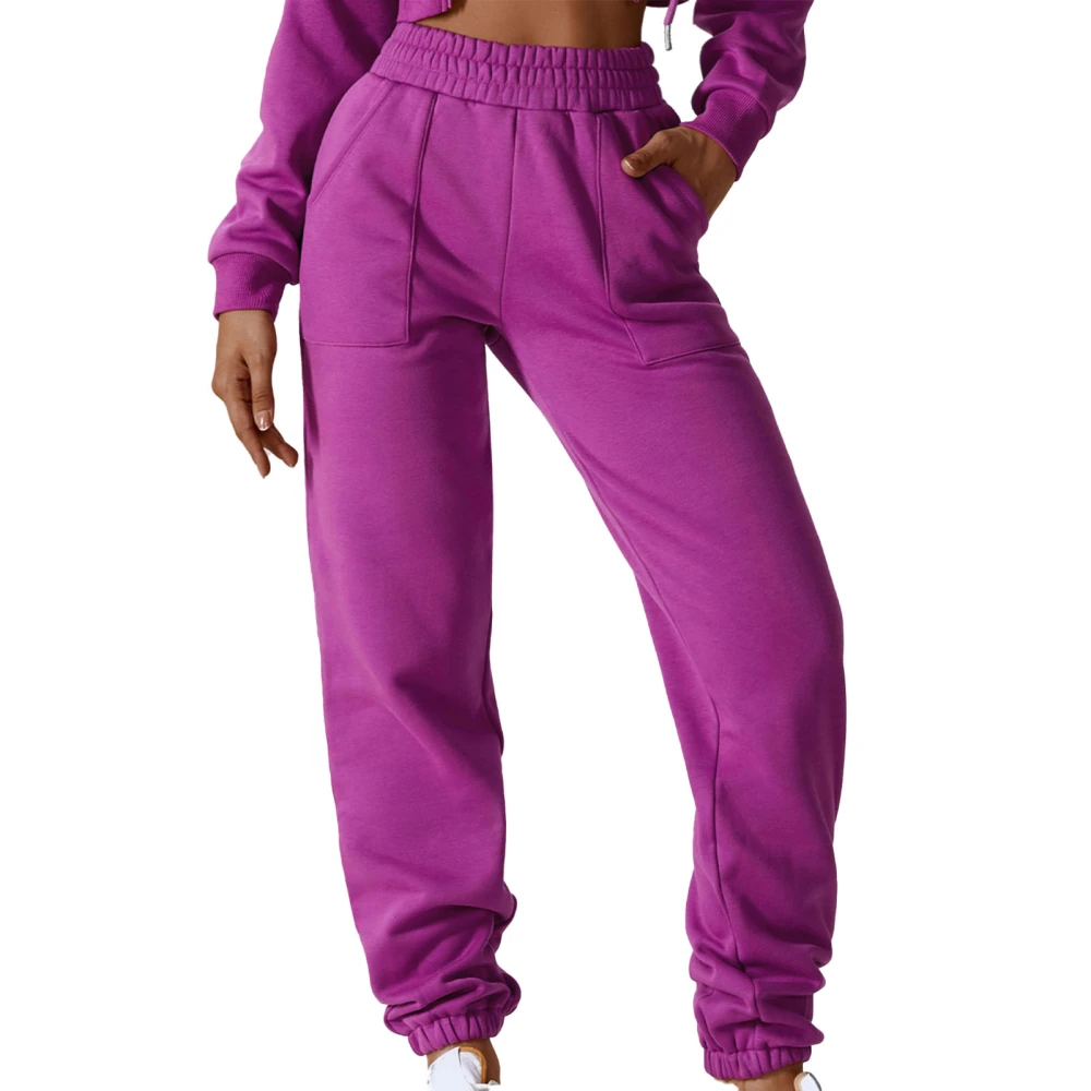 Sweatpants Winter Fuzzy Lined Cuffed Sport Pants Casual Stylish Outdoor Sports Jogging Hiking Long Pants Purple M