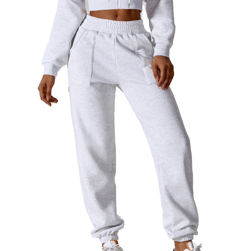 Sweatpants Winter Fuzzy Lined Cuffed Sport Pants Casual Stylish Outdoor Sports Jogging Hiking Long Pants Gray L