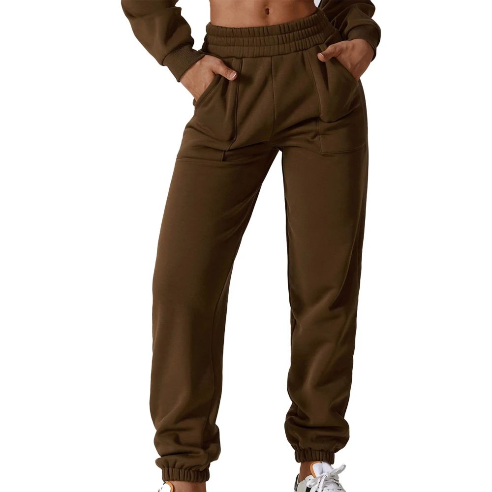 Sweatpants Winter Fuzzy Lined Cuffed Sport Pants Casual Stylish Outdoor Sports Jogging Hiking Long Pants Brown M