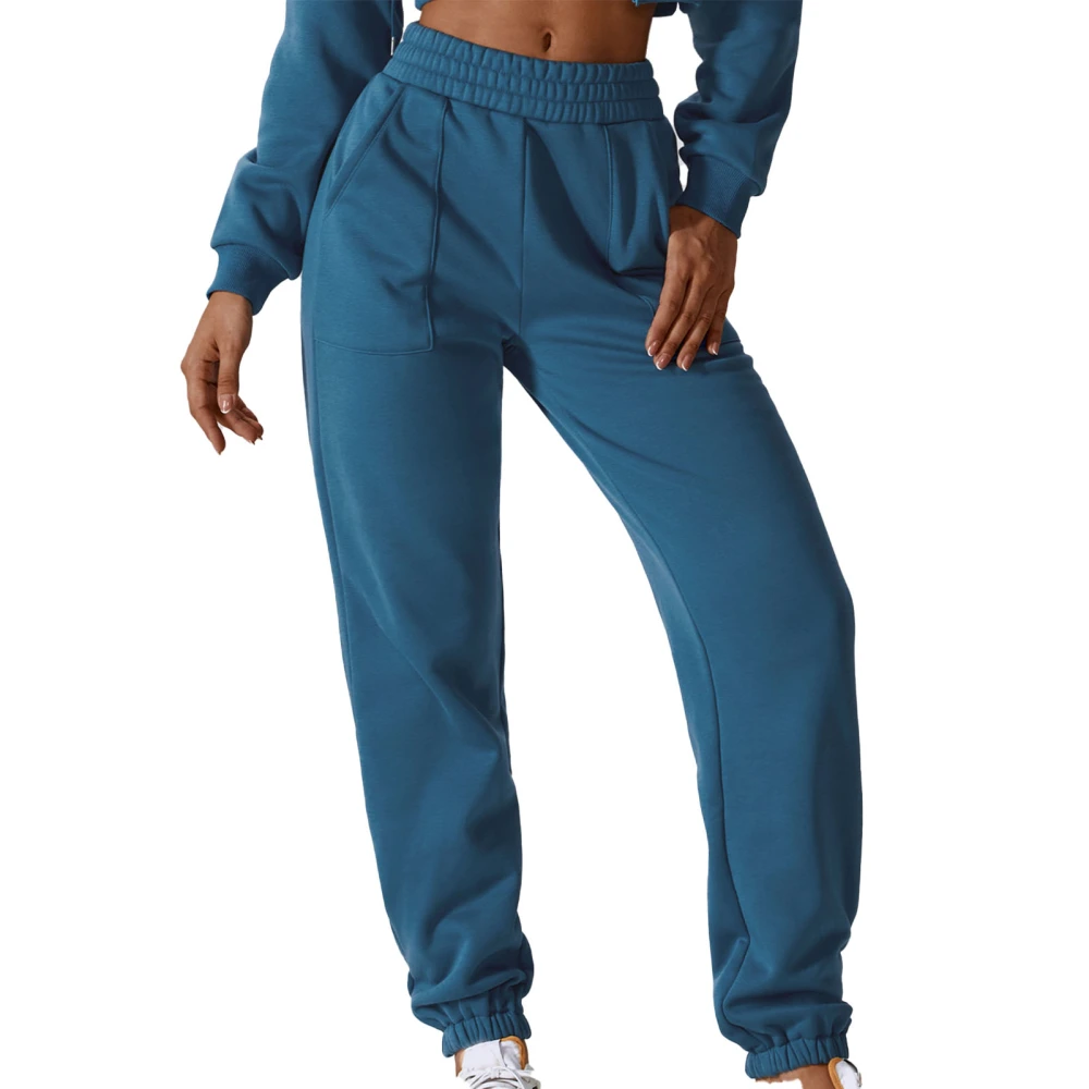 Sweatpants Winter Fuzzy Lined Cuffed Sport Pants Casual Stylish Outdoor Sports Jogging Hiking Long Pants Blue L