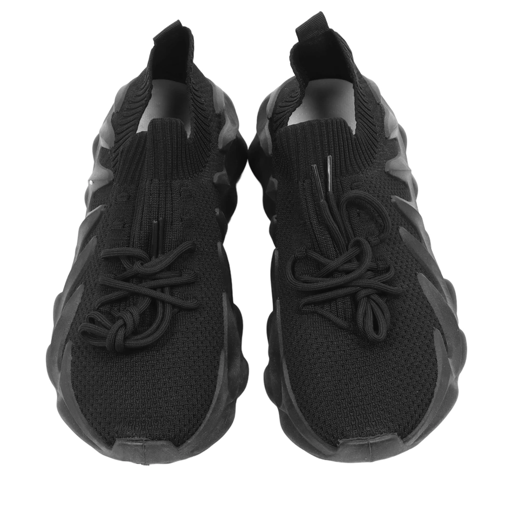 Man Sports Shoes Mesh Breathable Lightweight Sweat Draining Quick Dry Lace Up Sports Shoes for Exercise Running Black 43