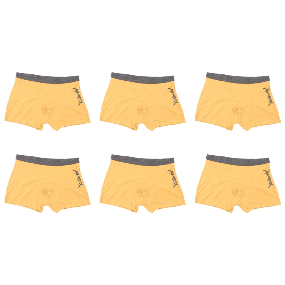 6pcs Soft Cotton Fashionable Underwear Men Breathable Elastic Waist U Shaped Convex 3D Briefs Underwear Brick Yellow 2XL