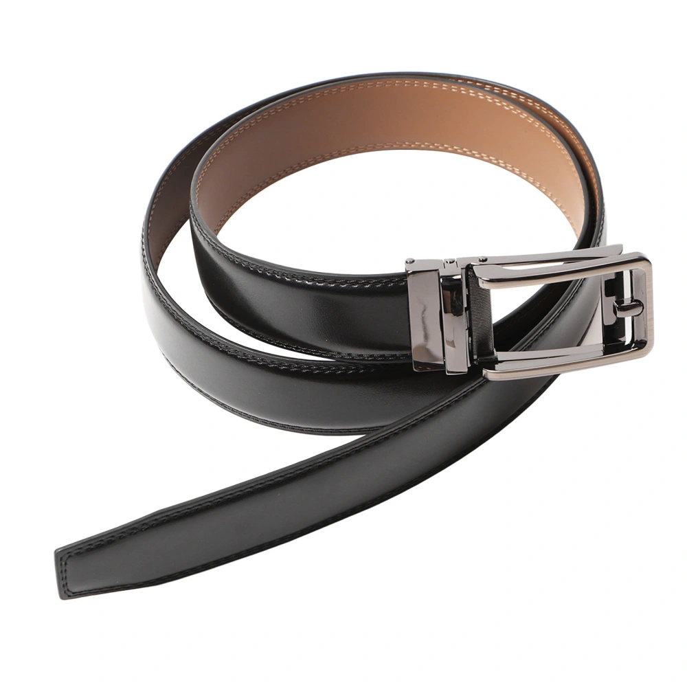 Men Belt Adjustable Size Casual Soft Stylish Automatic Buckle Belt for Leisure Activities Outdoor Sports Business Meetings Black Reversible Type 120cm/47.2in