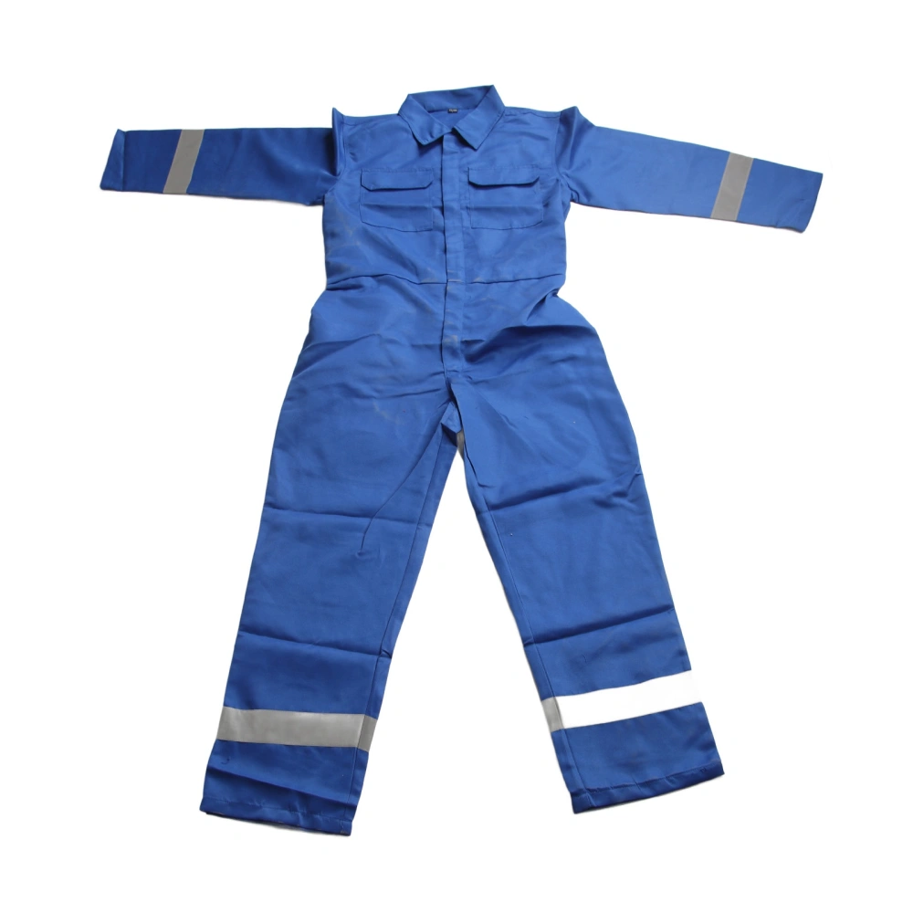 Labour Coverall Dirt Resistance Reflective Strips Soft Cotton Special Protective Jumpsuits Brilliant Blue L