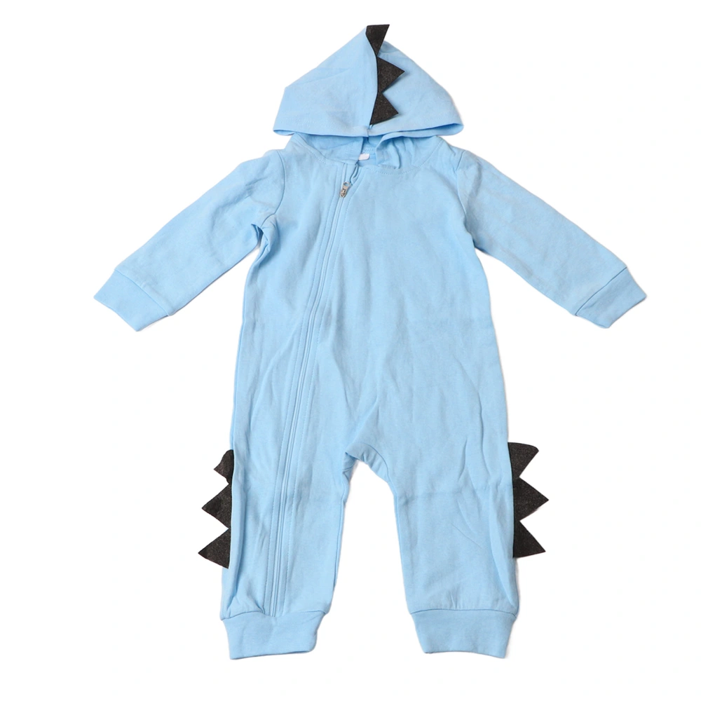 Baby Cartoon Dinosaur Jumpsuit Hooded One Piece Zipper Closure Onesie Outfits for Halloween Blue 80cm