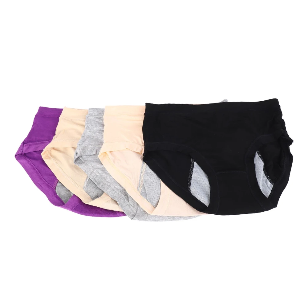 Women Menstrual Period Underwear Mid Waist Soft Three Layers Leak Proof Easy to Clean Underwear 5 Pcs Free Size