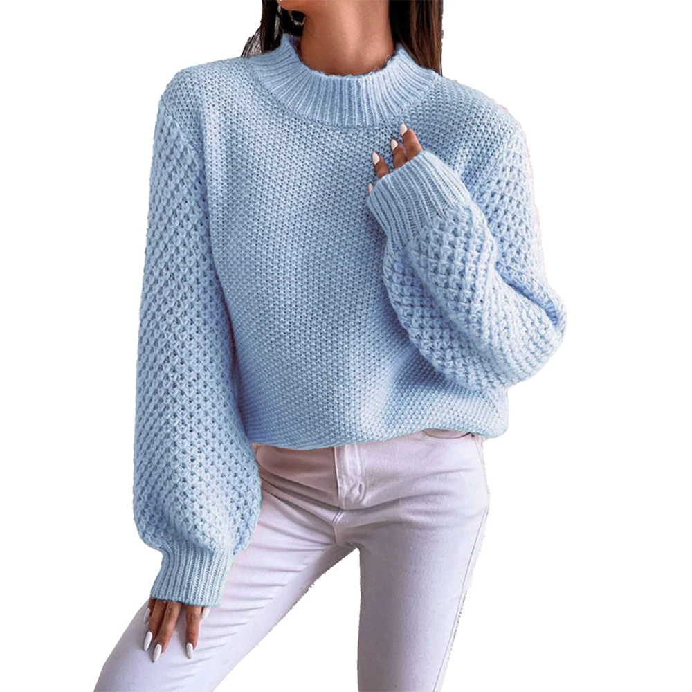 Fall Sweaters for Women Long Sleeve Oversized Sweaters Trendy Casual Crew Neck Knitted Tops Pullover Blue L