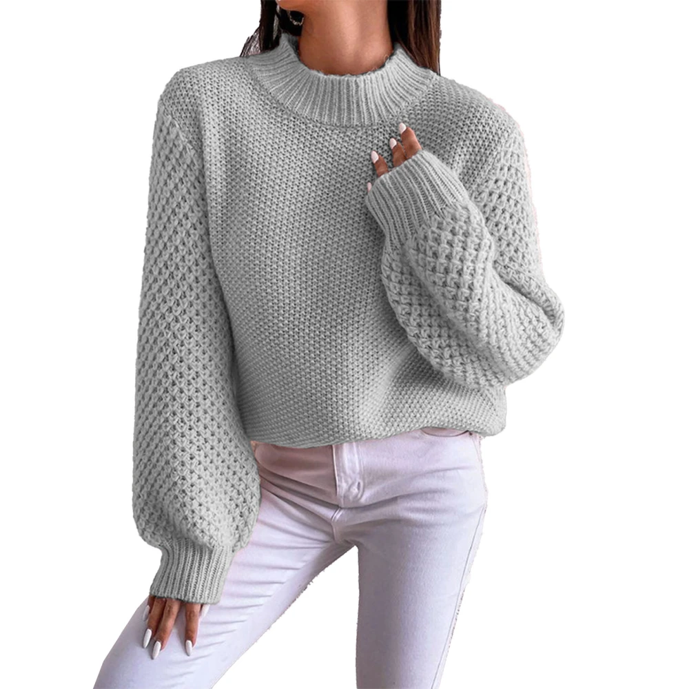 Fall Sweaters for Women Long Sleeve Oversized Sweaters Trendy Casual Crew Neck Knitted Tops Pullover Light Gray M