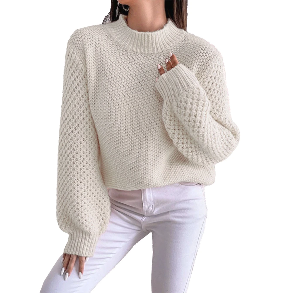 Fall Sweaters for Women Long Sleeve Oversized Sweaters Trendy Casual Crew Neck Knitted Tops Pullover White XL