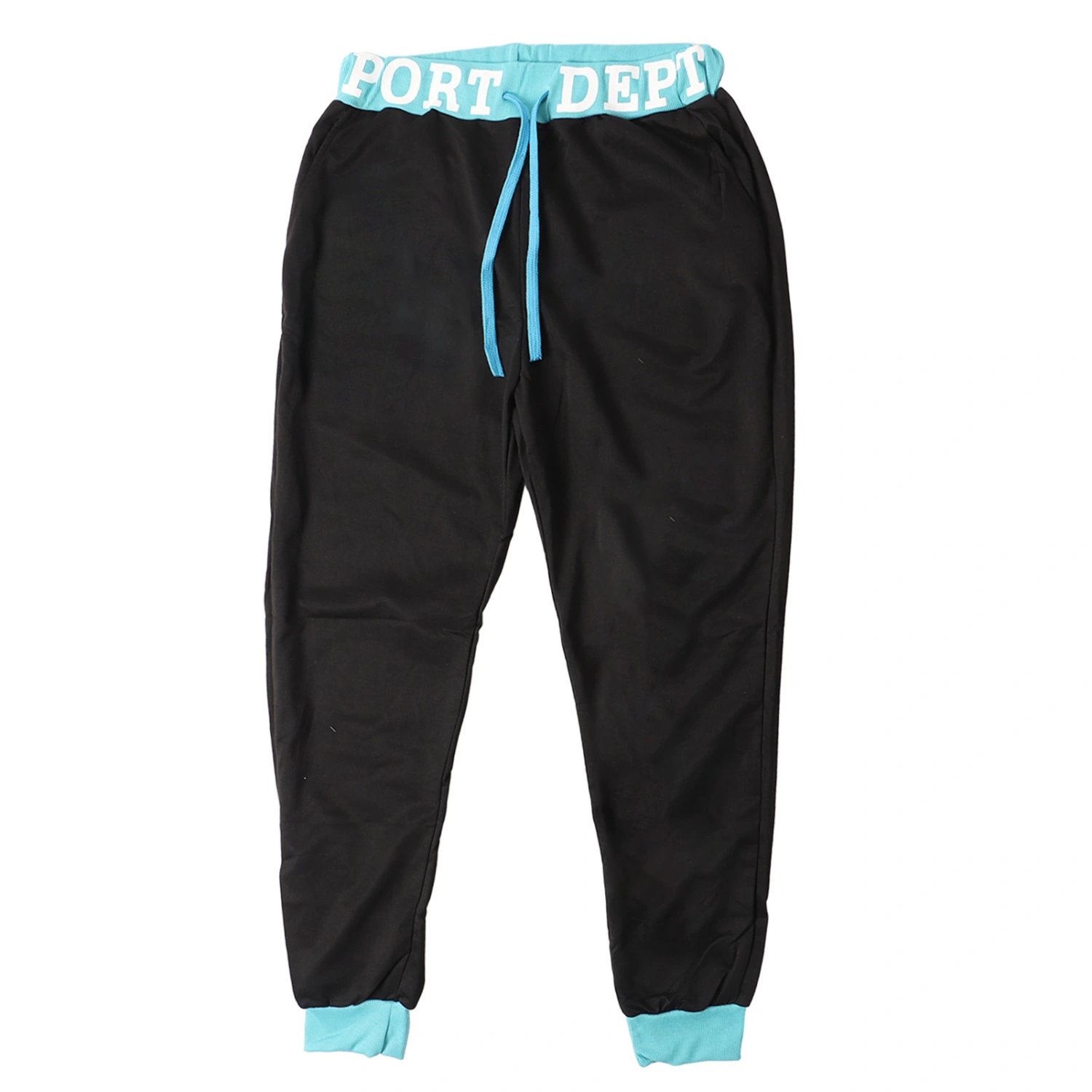 Men Joggers Drawstring Loose Pants Letter Print Casual Sweatpants Fashion Comfortable for Training Workout Black with Blue M