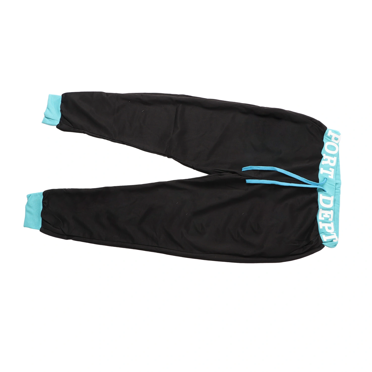 Men Joggers Drawstring Loose Pants Letter Print Casual Sweatpants Fashion Comfortable for Training Workout Black with Blue M