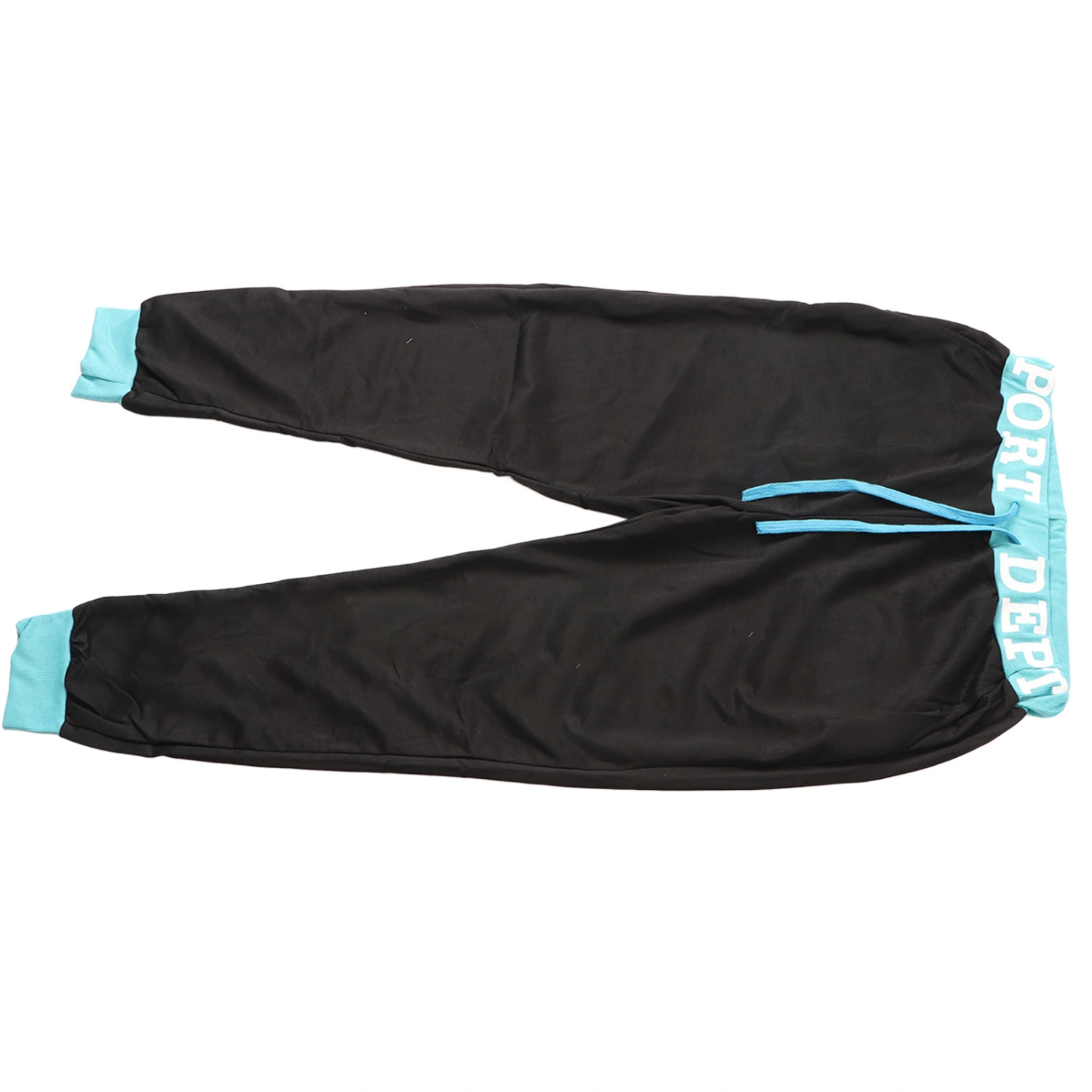 Men Joggers Drawstring Loose Pants Letter Print Casual Sweatpants Fashion Comfortable for Training Workout Black with Blue M