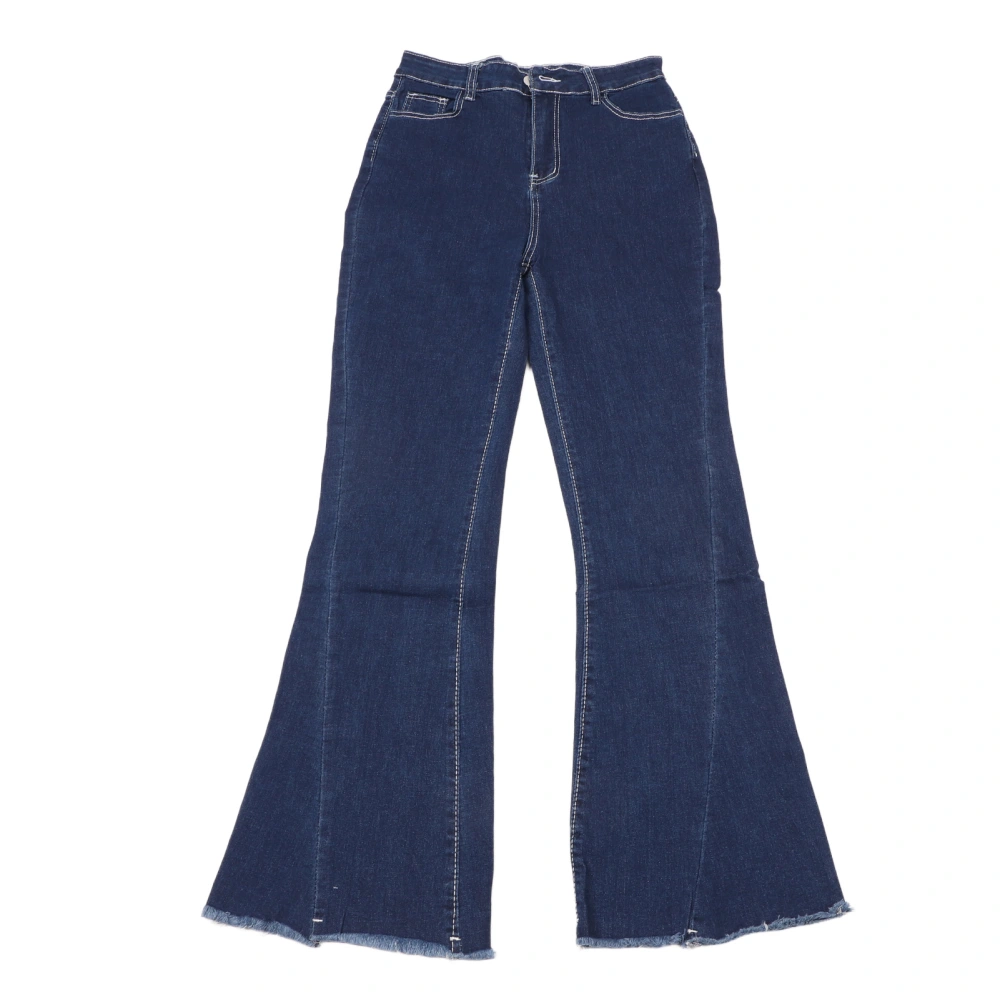 Women Bell Bottomed Pants High Waist Stylish Casual Long Skinny Trousers for Daily Wear Dark Blue L