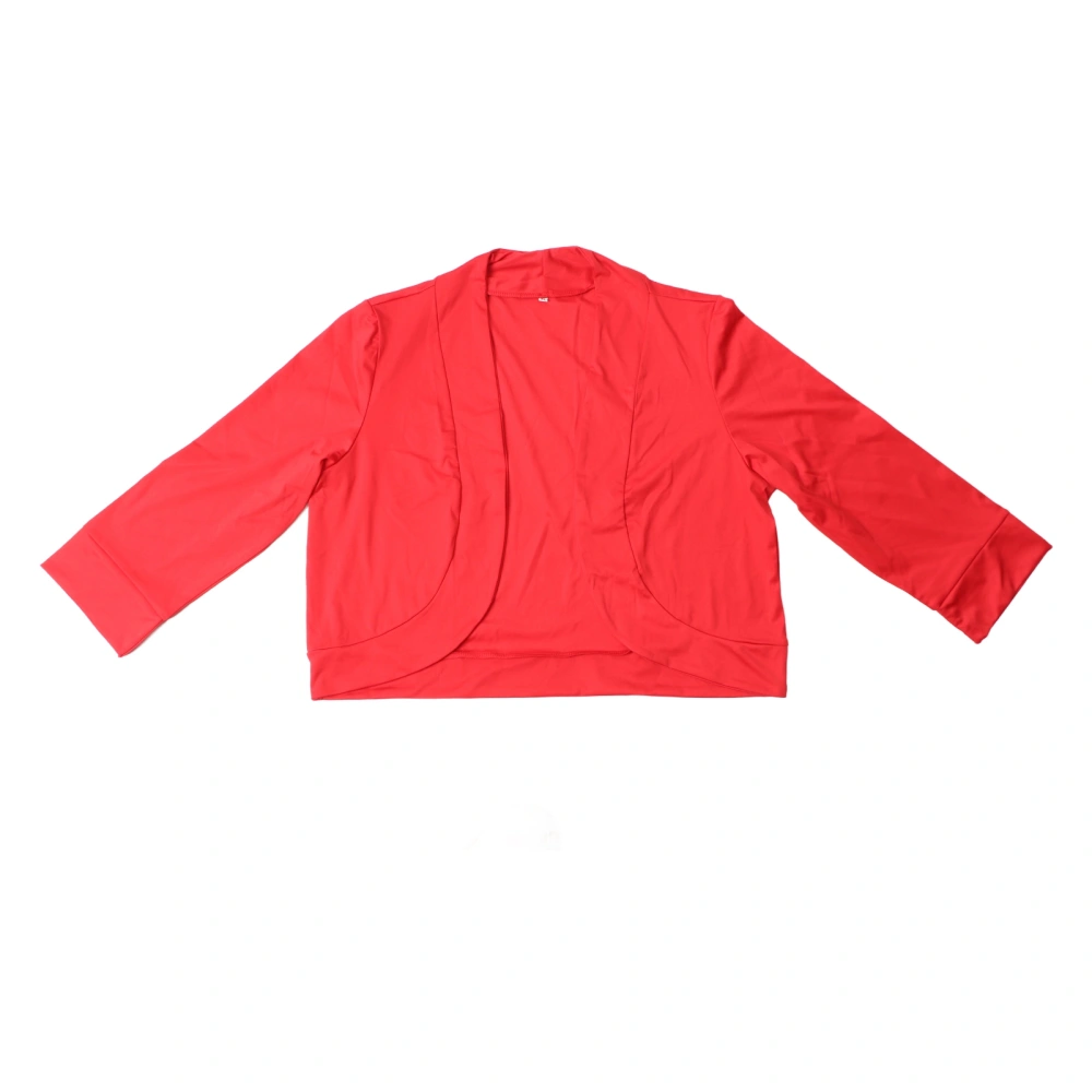 Woman Short Basic Suit Coat 3/4 Sleeves Pure Color Soft Warmth Short Slim Fit AllMatch Coat for Autumn Winter Red XL