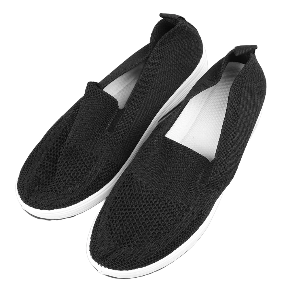 Women Slip On Shoes Casual Thick Soled Lightweight Breathable Mesh Platform Sneakers Black 38