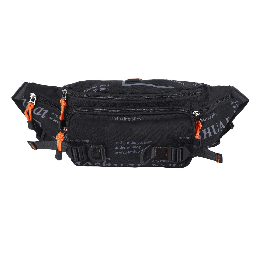 Men Waist Bag Waterproof Large Capacity Adjustable Strap Fashionable Men Chest Sling Pack for Outdoor Sports Black Universal