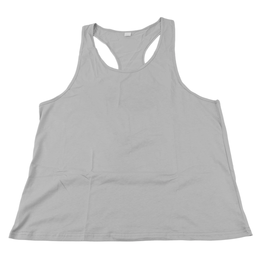 Men Workout Tank Top Graphic Printed Loose Fitting Stretchy Gym Sleeveless Muscle T Shirt Grey L