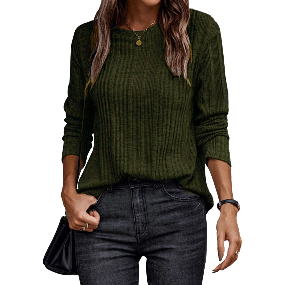 Women Crew Neck Sweatshirt Long Sleeve Casual Loose Fit Dressy Fall Pullover Top for Female OD Green XL