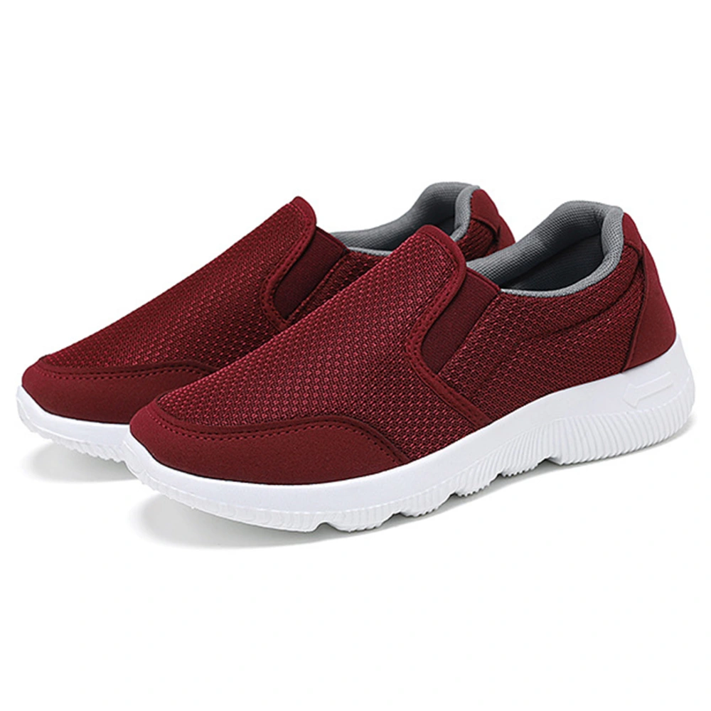 Elderly Walking Cloth Shoes Breathable Soft Sole Slip On Leisure Sports Walking Shoes for The Middle Aged Old People Red 38