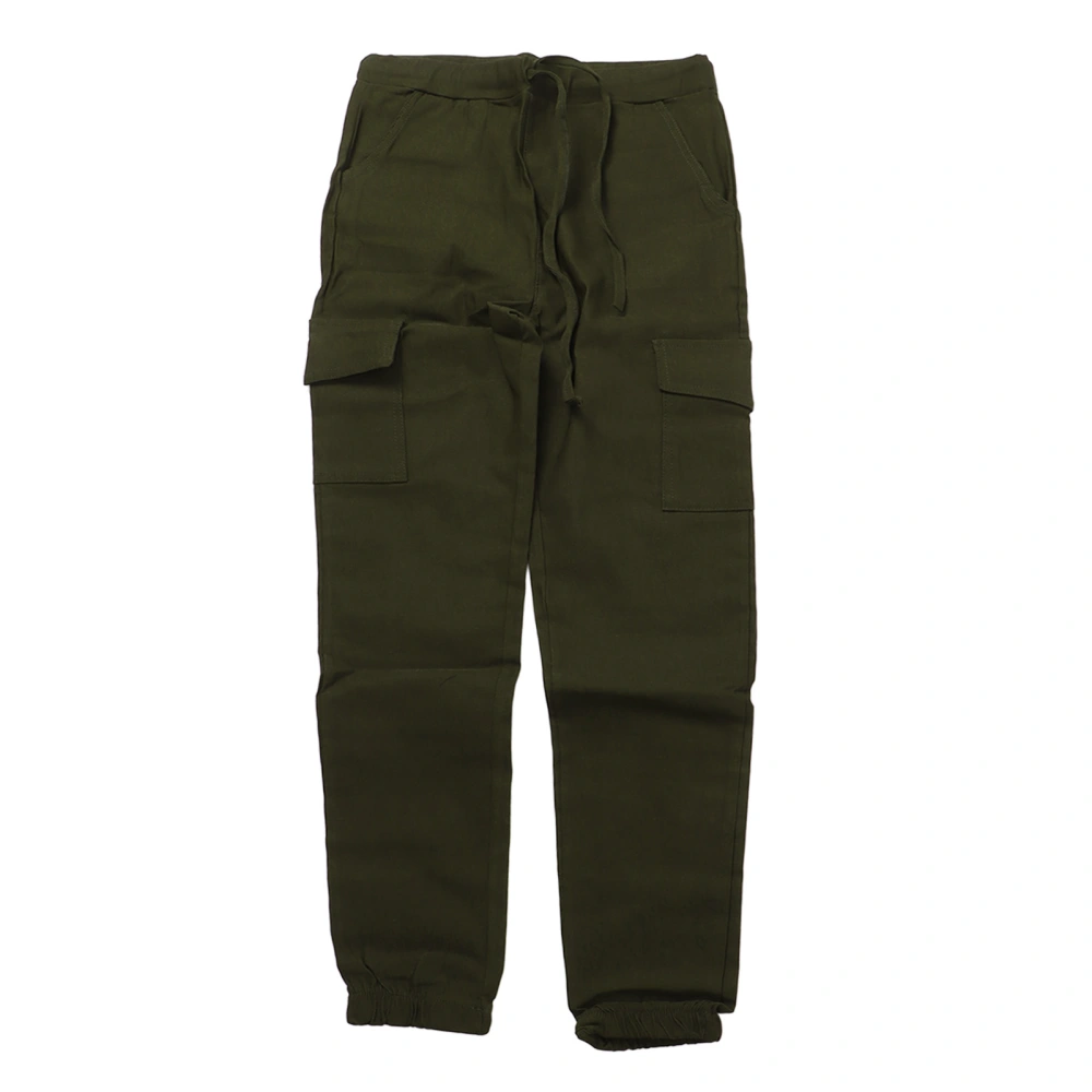 Women Cargo Pants with Multiple Pockets Casual Elastic Waist Drawstring Trouser for Running OD Green M