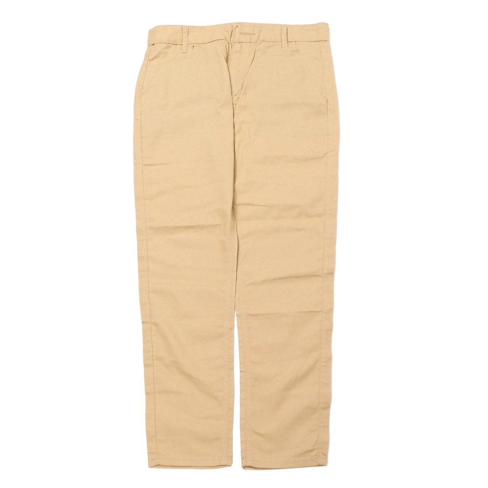 Male Casual Long Pants Slim Cotton Side Pocket Men Straight Fitted Trousers for Spring Khaki 32