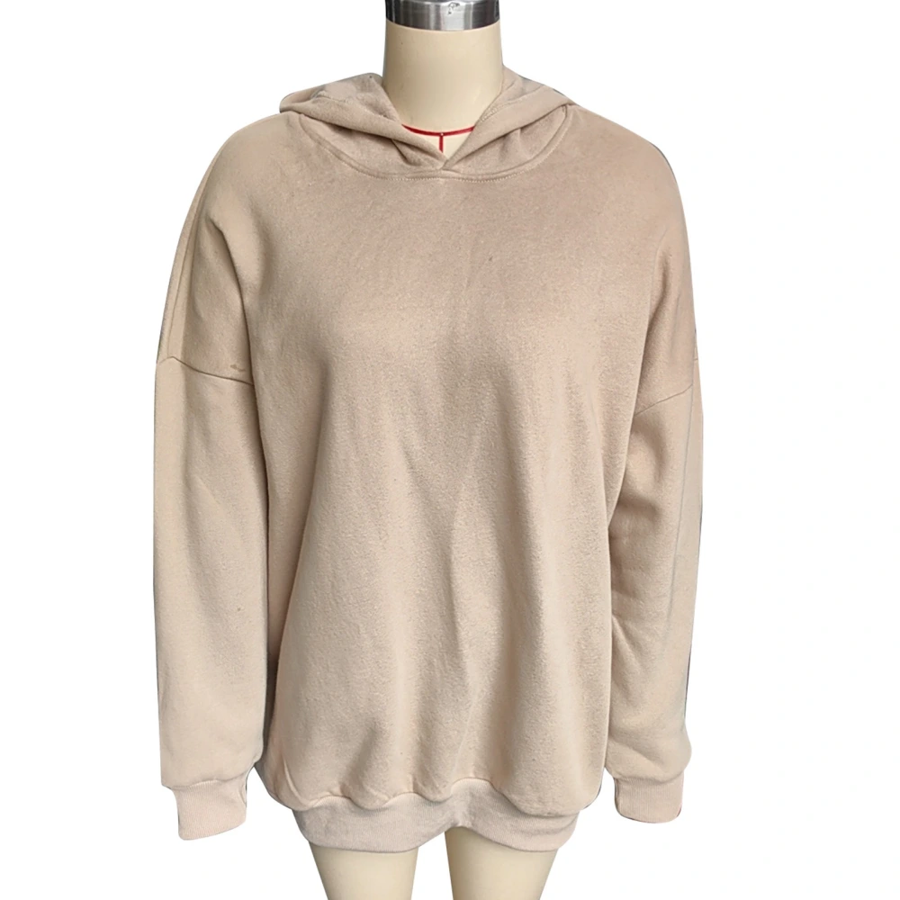 Women Hoodlie Sweatshirt Casual Comfy Loose Fit Long Sleeve Fleece Hooded Pullover Top Light Khaki XL