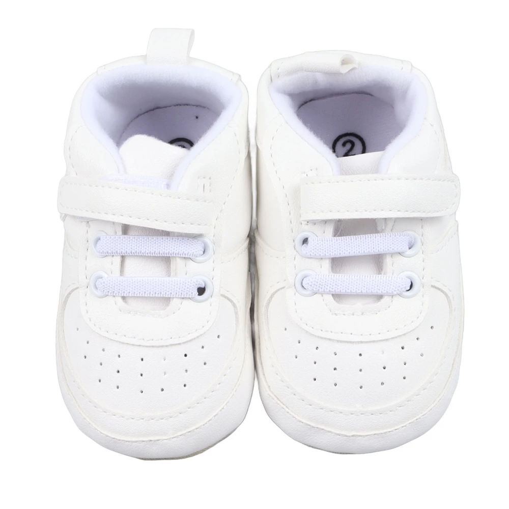 Baby Soft Soled Walking Shoes Anti Slip Hook Loop Fastener Lightweight Infant First Walker Sneakers Shoe White 12cm