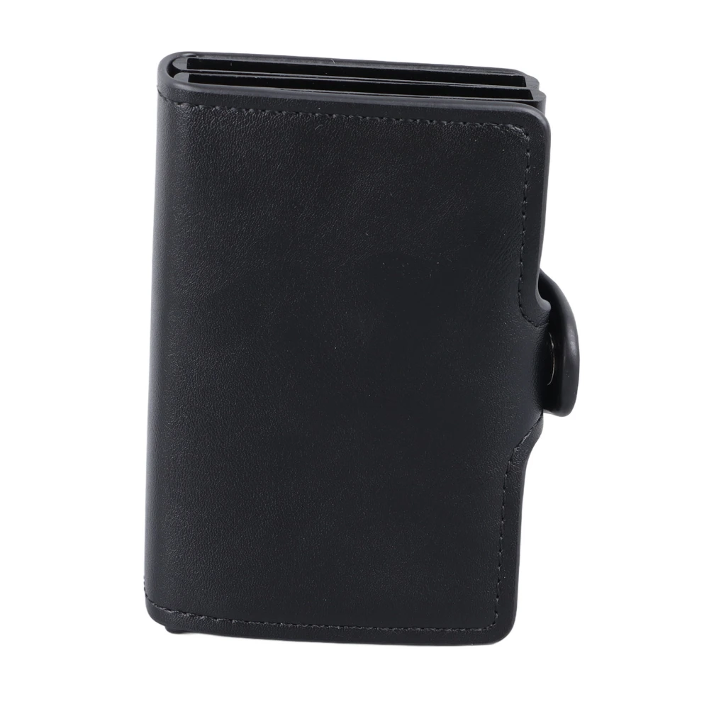 PU Leather Slim Wallet Black Aluminum Alloy Radio Frequency Identification Device Blocking Card Holder Black KB280