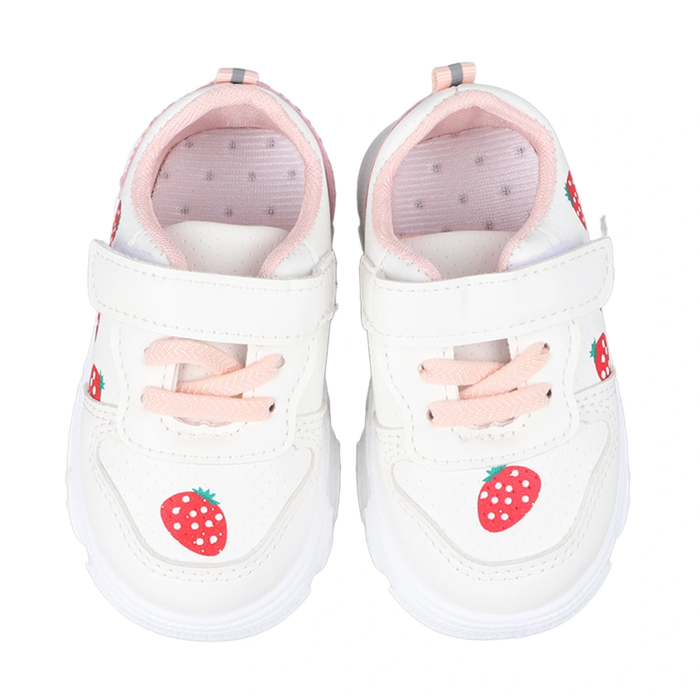 Baby Shoes Strawberry Pattern Skid Resistance Soft Comfortable Fashionable Baby Walking Shoes with Breathable Holes Pink Size 18 Inner Length 13.5cm/5.3in