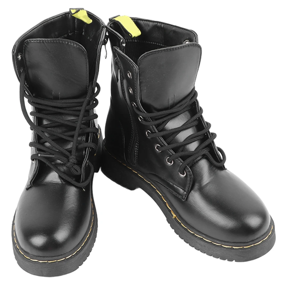 Woman Lace Up Boots Thick Soled Low Heel Boots Fashionable Slipless Breathable Footwear Black 37