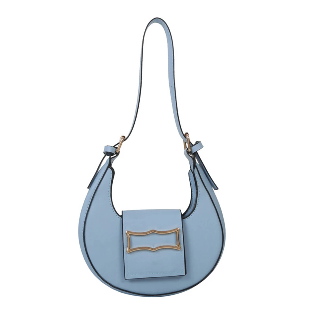 PU Shoulder Bag Fashionable Soft Bend Resistant Lady Handbag Women Bag for Summer Traveling Blue Free Size