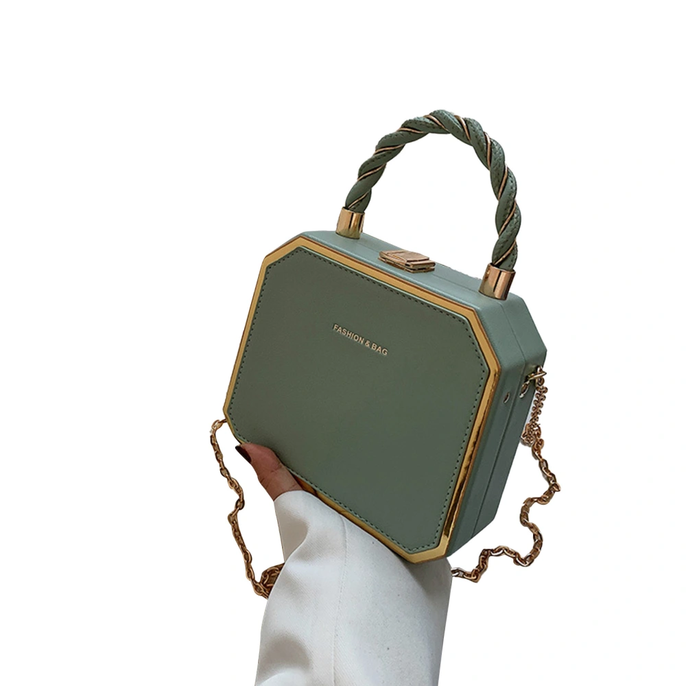 Square Shoulder Bag PU Leather Women Chain Elegant Stylish Exquisite Solid Color Chain Bag Light Green Free Size