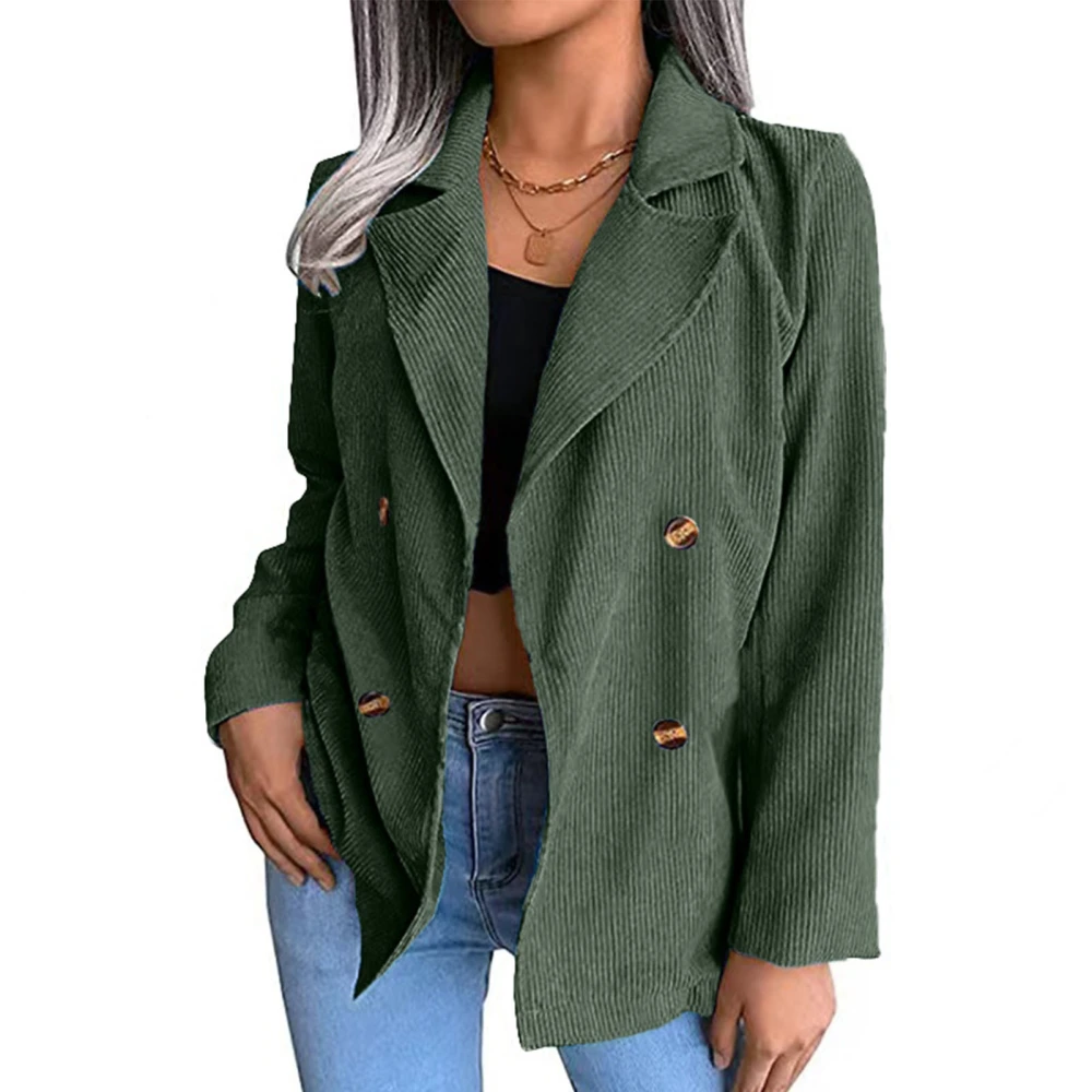 Women Coat V Neck Button Up Long Sleeves Short Office Jacket Casual Double Breasted Work Suit Light Green XXL