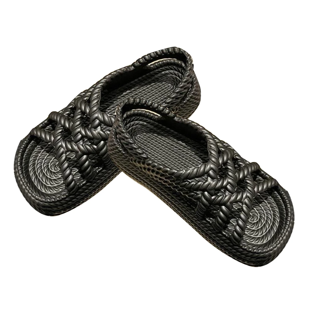 Woman Summer Thick Sole Sandals Hollow Multi Purpose Fashionable Leisure Outdoors Sandals Black 36‑37