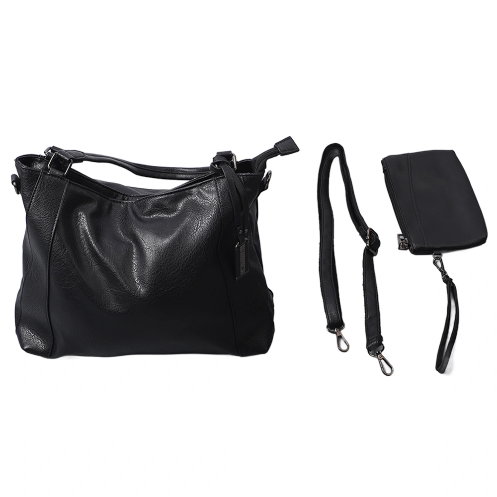 Women Purse Handbag PU Leather Large Capacity Soft Lightweight Elegant Shoulder Bag Black Handbag